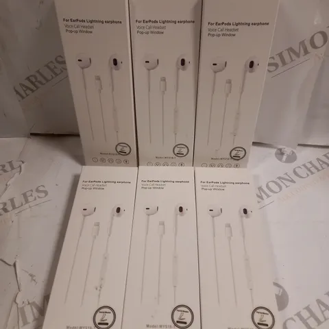 APPROXIMATELY 6 SEALED MY518-T LIGHTENING CONNECTOR EARPHONES 