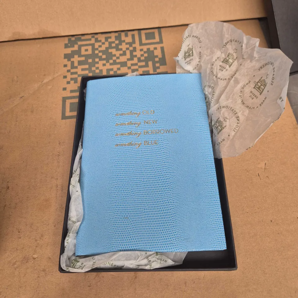 SOMETHING OLD, SOMETHING NEW, SOMETHING BORROWED, SOMETHING BLUE SLOANE STATIONARY NOTEBOOK – BLUE TEXTURED COVER