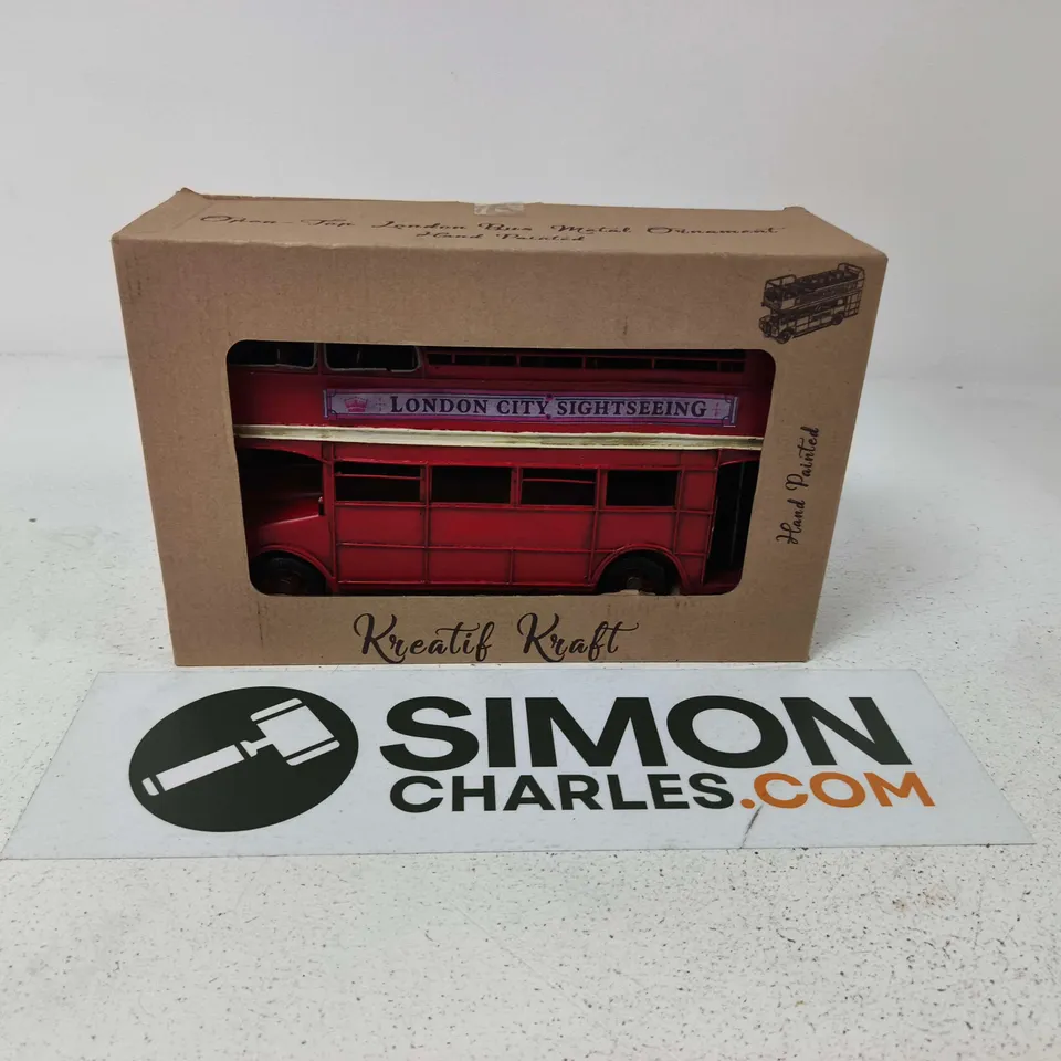 KREATIF KRAFT HAND-PAINTED LONDON CITY SIGHTSEEING DOUBLE-DECKER BUS MODEL