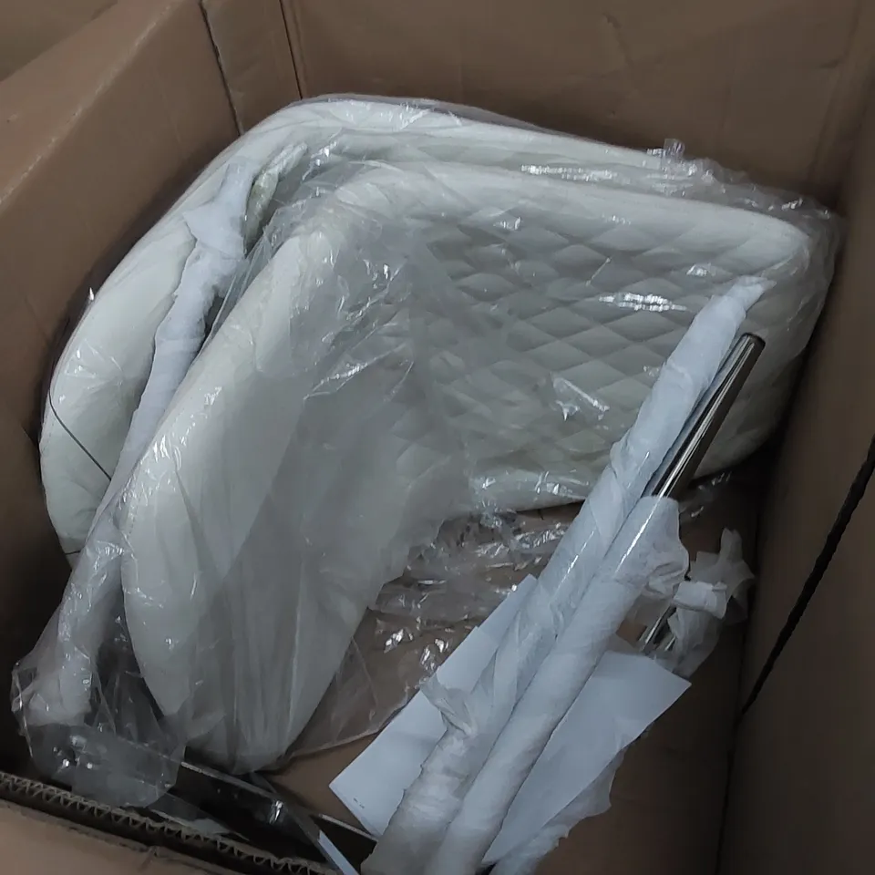 BOXED DESIGNER PU LEATHER DINING CHAIRS IN WHITE - SET OF 2 (1 BOX)