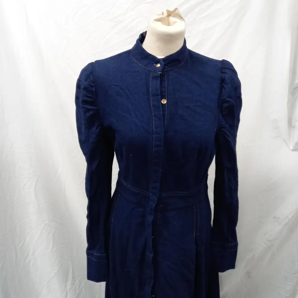 TENCEL BLUE DENIM WOVEN MIDI SHIRT DRESS SIZE UK 10