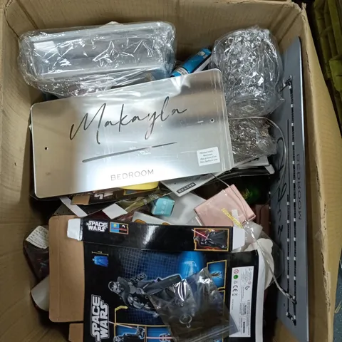 box of assorted household items to include.