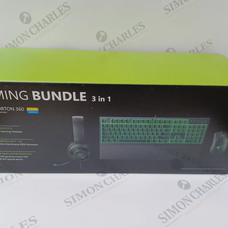 BOXED BRAND NEW RAZOR 3 IN 1 GAMING BUNDLE TO INCLUDE RAZER KRAKEN V3 X HEADSET, RAZER ORNATA V3 X RGB KEYBOARD & RAZER DEATHADDER ESSENTIAL GAMING MOUSE 