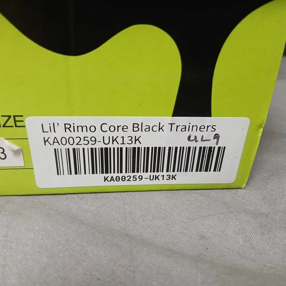 BRAND NEW BOXED KOI KIDZ LIL' RIM CORE BLACK TRAINERS – KID'S UK 13K
