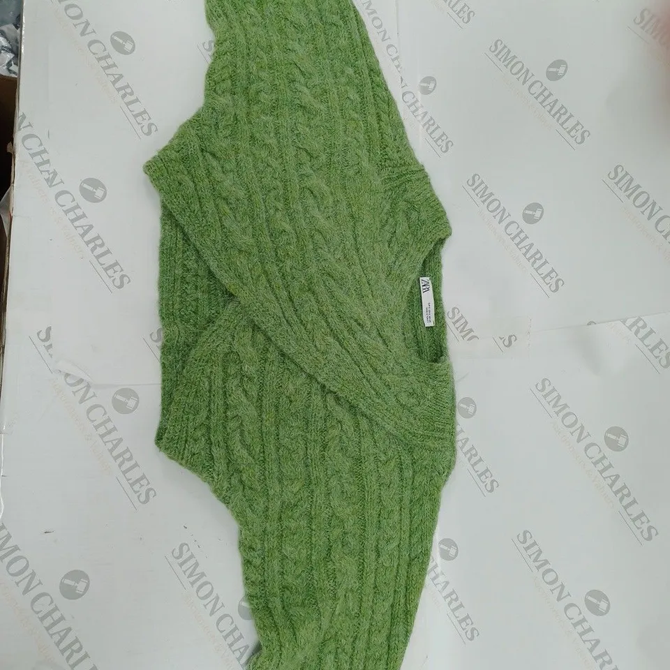ZARA GREEN CROPPED JUMPER SIZE S