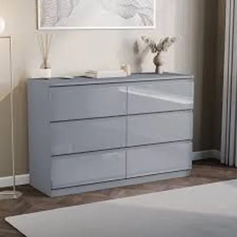 BOXED VIDA DESIGNS GLINTON 6 DRAWER CHEST - GREY (2 BOXES)