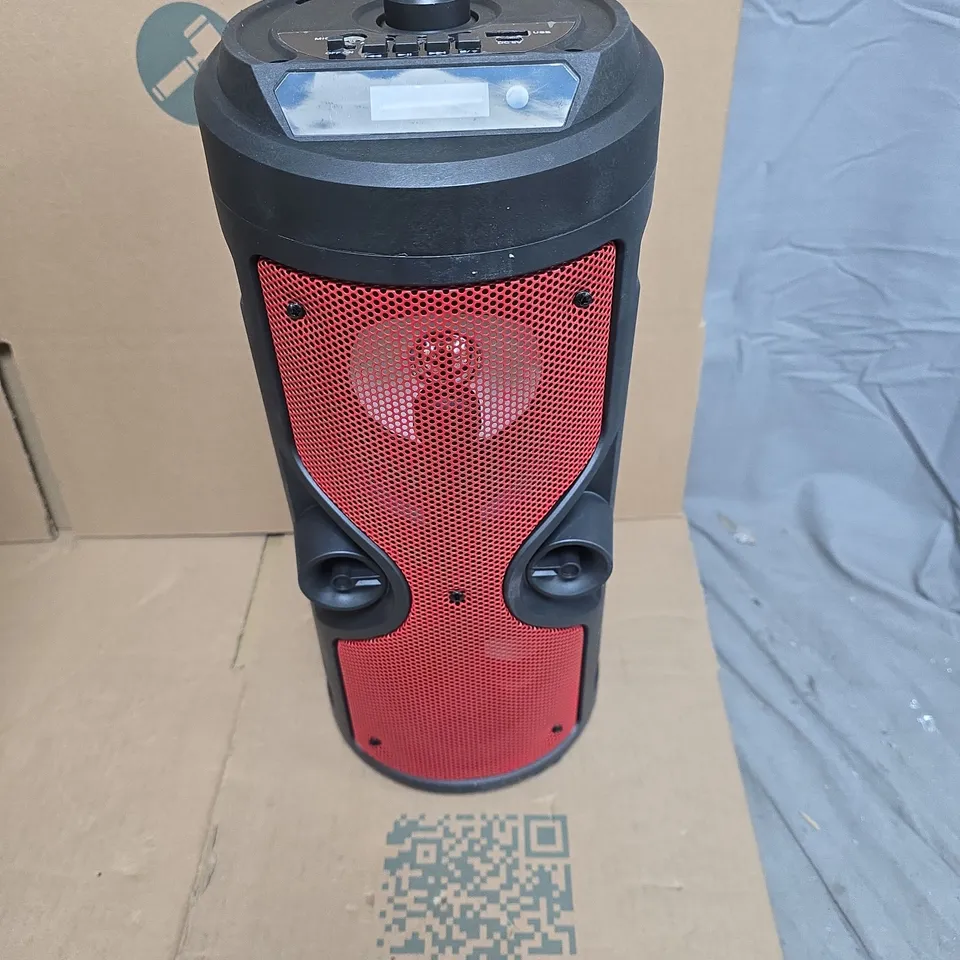 PORTABLE BLUETOOTH SPEAKER – BLACK WITH RED GRILL, USB/TF/AUX, MIC INPUT