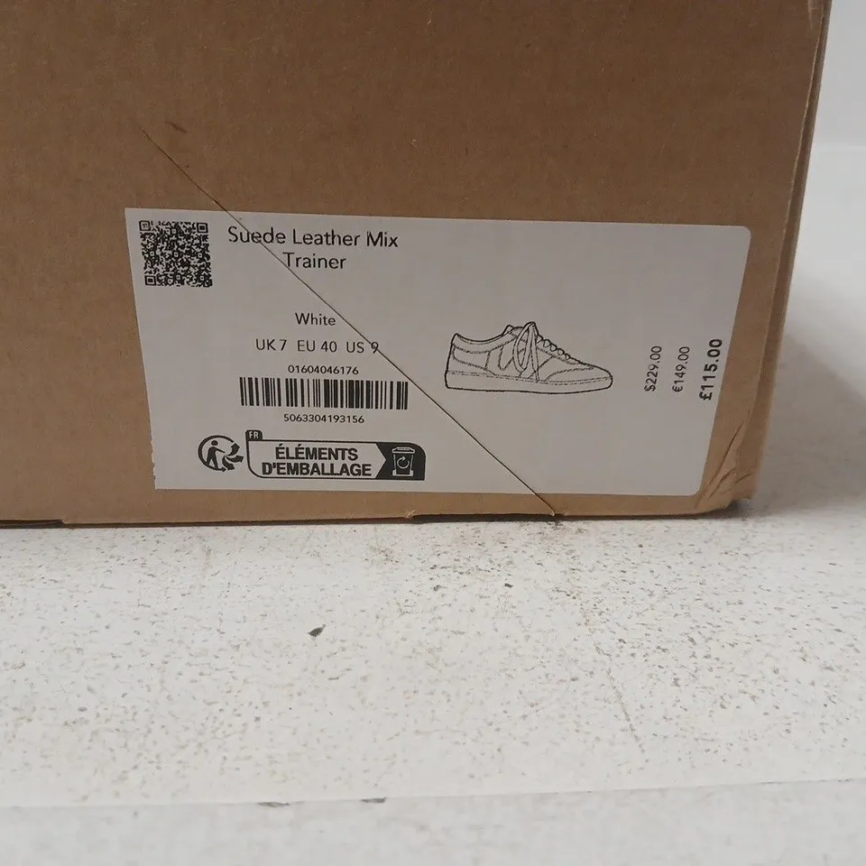 WOMEN'S WHISTLES SUEDE LEATHER MIX TRAINER – WHITE - UK 7
