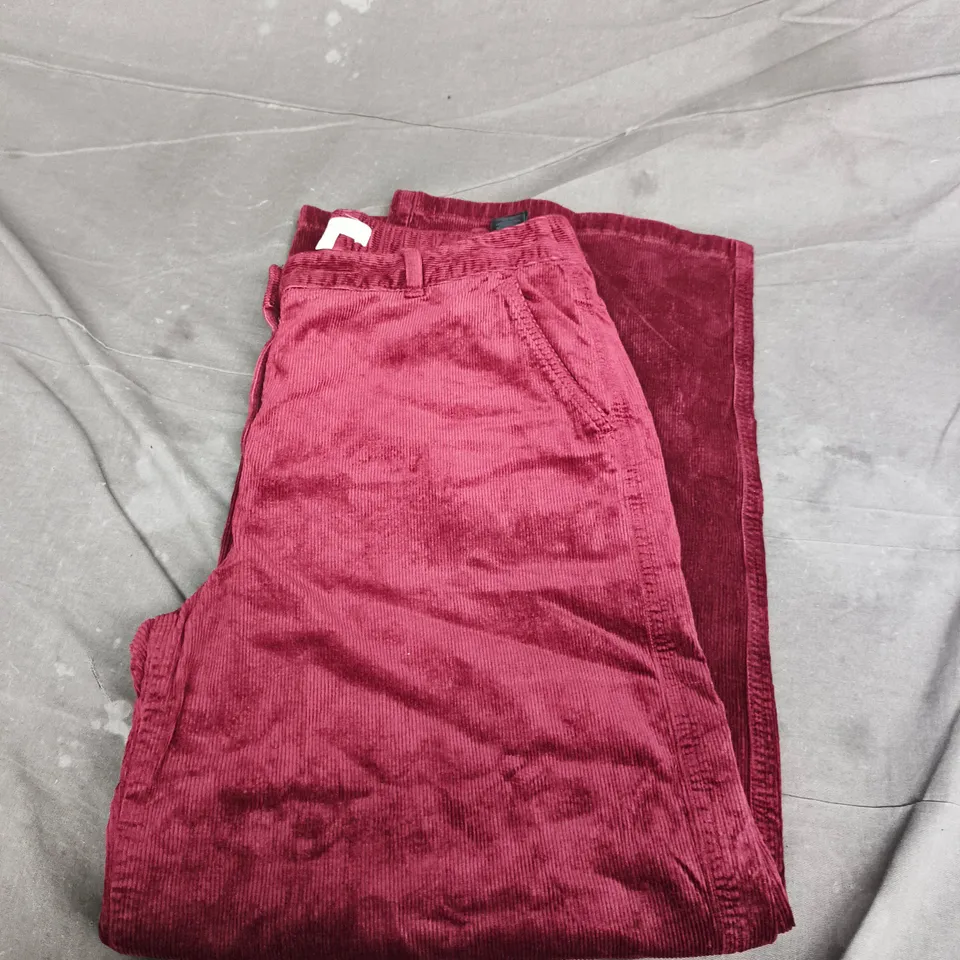 PER UNA BURGUNDY CORDUROY TROUSERS – UK 12 (REGULAR)