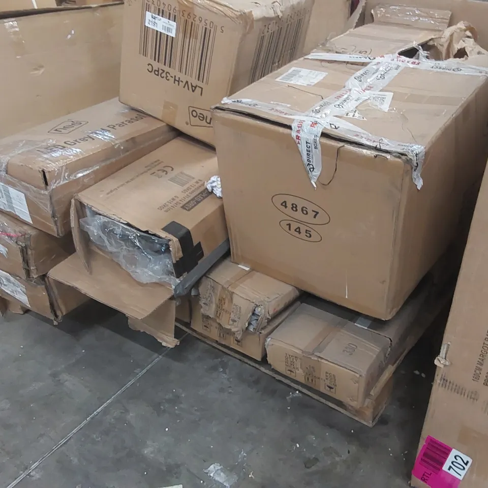 PALLET CONTAINING APPROXIMATELY 4x BOXED PARASOLS AND OTHER ASSORTED ITEMS