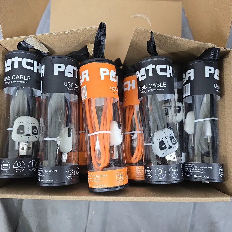 APPROXIMATELY 18 ASSORTED PATCH USB LIGHTNING CONNECTORS CABLES TO INCLUDE ORANGE & BLACK VARIATIONS