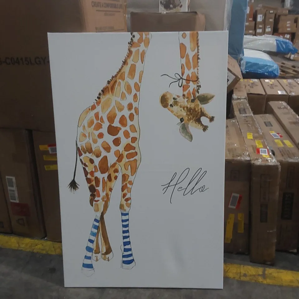 GIRAFFE WITH SOCKS BY MERCEDES LOPEZ CHARRO WRAPPED CANVAS