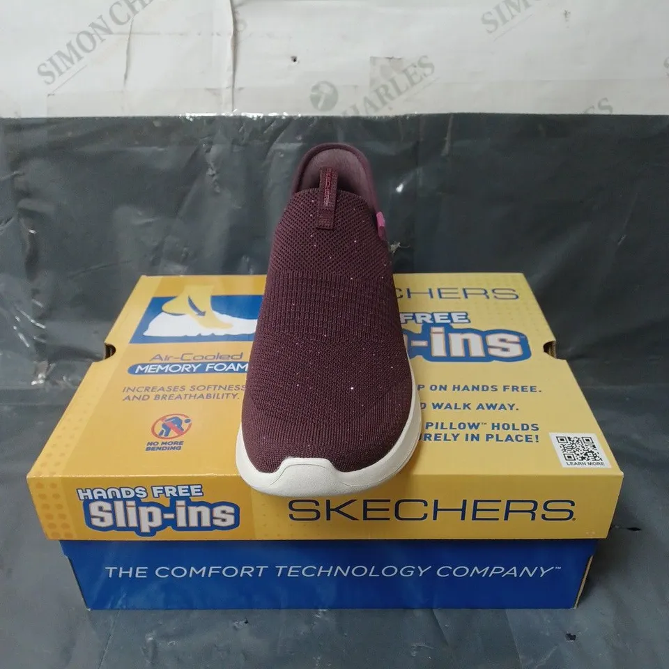 SKECHERS HANDS FREE SLIP-INS TRAINERS PURPLE GLITTER SIZE 7