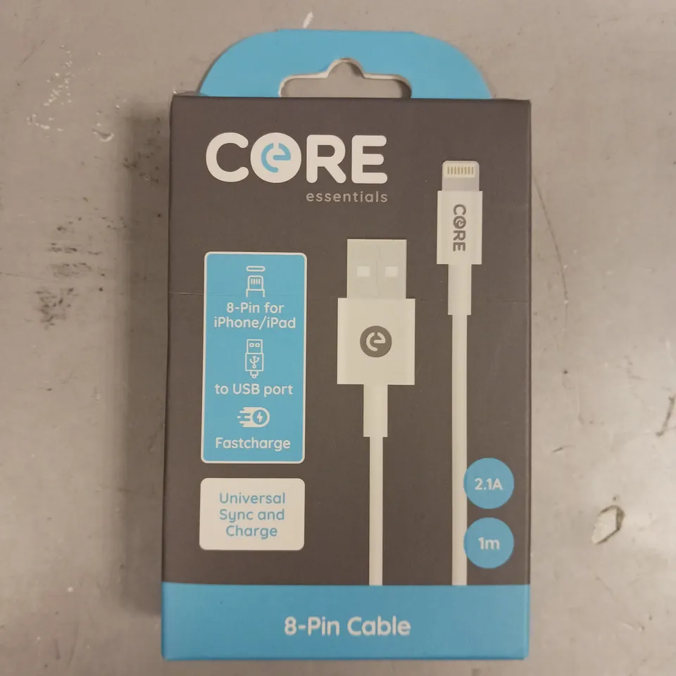 25 X BOXED CORE ESSENTIALS LIGHTNING TO USB CABLES - 1M