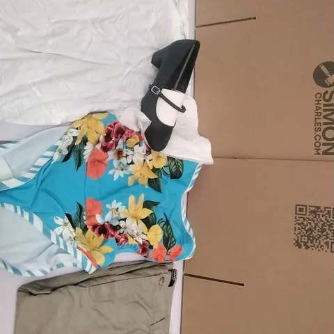 PALLET CONTAINING APPROXIMATELY 70 OF BRAND NEW WOMEN'S DESIGNER CLOTHES WHICH INCLUDE;JD WILLIAMS TOPS, HEELS, SWIMSUITS, JEANS ETC