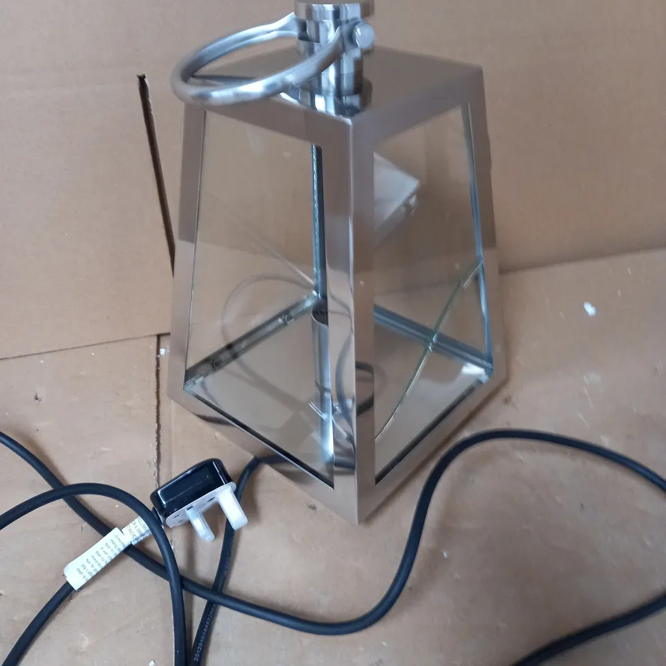 DAR 1 LIGHT STAINLESS STEEL FINISH GLASS LANTERN LIGHT SHADE