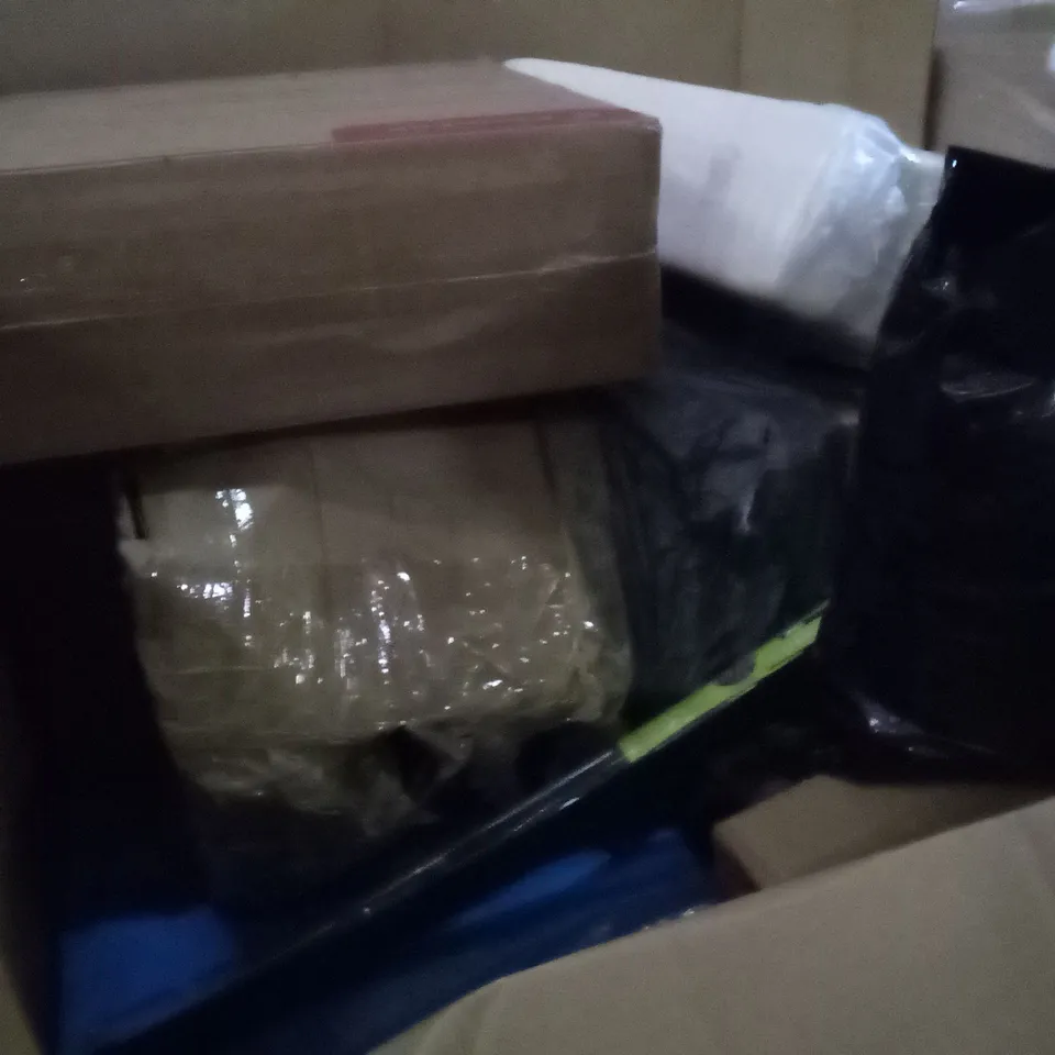 PALLET OF ASSORTED ITEMS INCLUDING TOILET SEAT, 3TIER BAMBOO PLANT STAND, CLOTHES DRYING RACK, SMART CEILING FAN WITH LIGHT