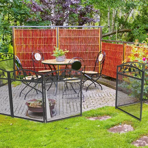 BOXED BREDEVOORT 110cm H x 60cm W BLACK METAL FENCE PANEL WITH 5 PANELS 1 BOX)
