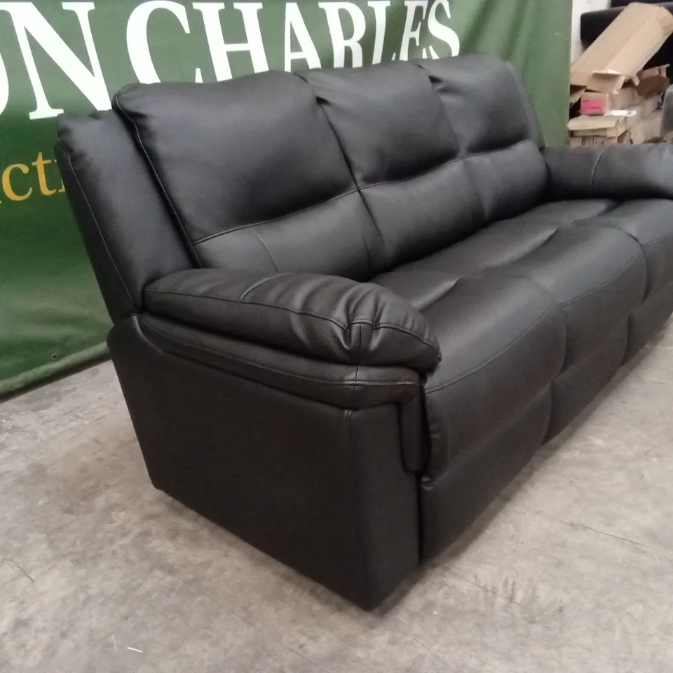 ALBION LUXURY FAUX LEATHER HIGH BACK 3 SEATER SOFA - BLACK RRP £569