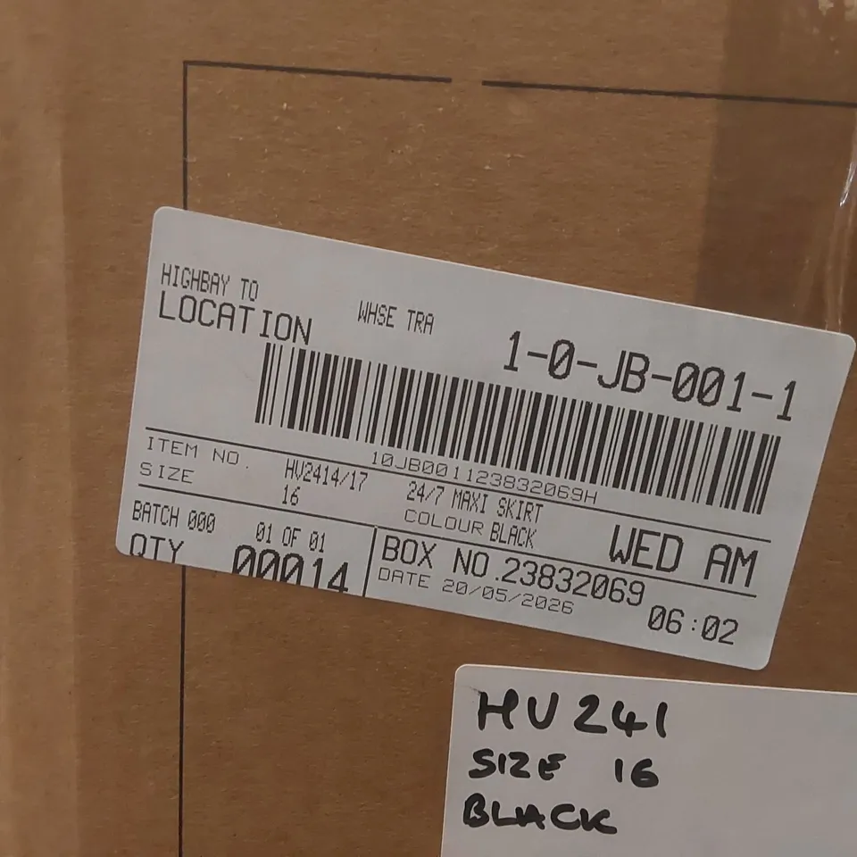 BOX CONTAINING APPROXIMATELY 14x BRAND NEW JD WILLIAMS BLACK MAXI SKIRTS - SIZE 16