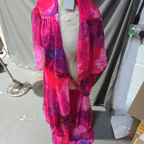 HOPE & IVY WOMEN'S PINK MULTI WRAP KIMONO-STYLE COVER-UP, UK SIZE 20