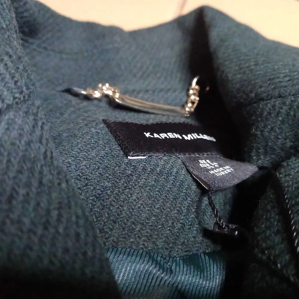 KAREN MILLEN FOREST ITALIAN WOOL BLEND TAILORED COAT - SIZE 8