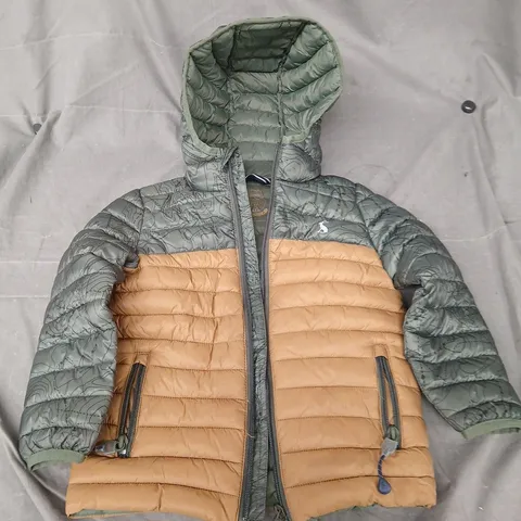 JOULES RIGHT AS RAIN COAT IN GREEN/BROWN - 4YR