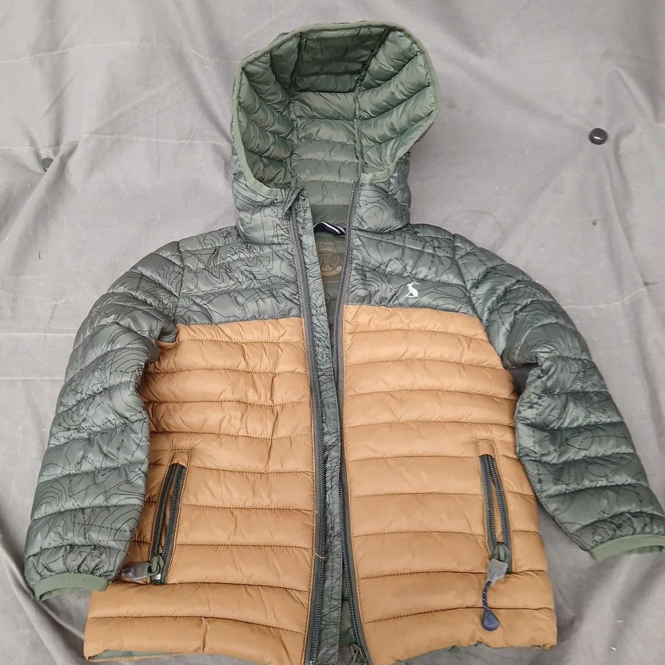 JOULES RIGHT AS RAIN COAT IN GREEN/BROWN - 4YR