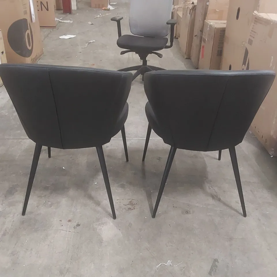 SET OF 2 DANETTI LANDON LEATHER DINING CHAIRS