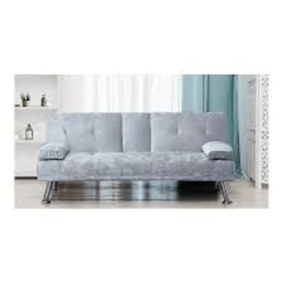 BOXED VERONA SOFA BED CRUSH VELVET SILVER