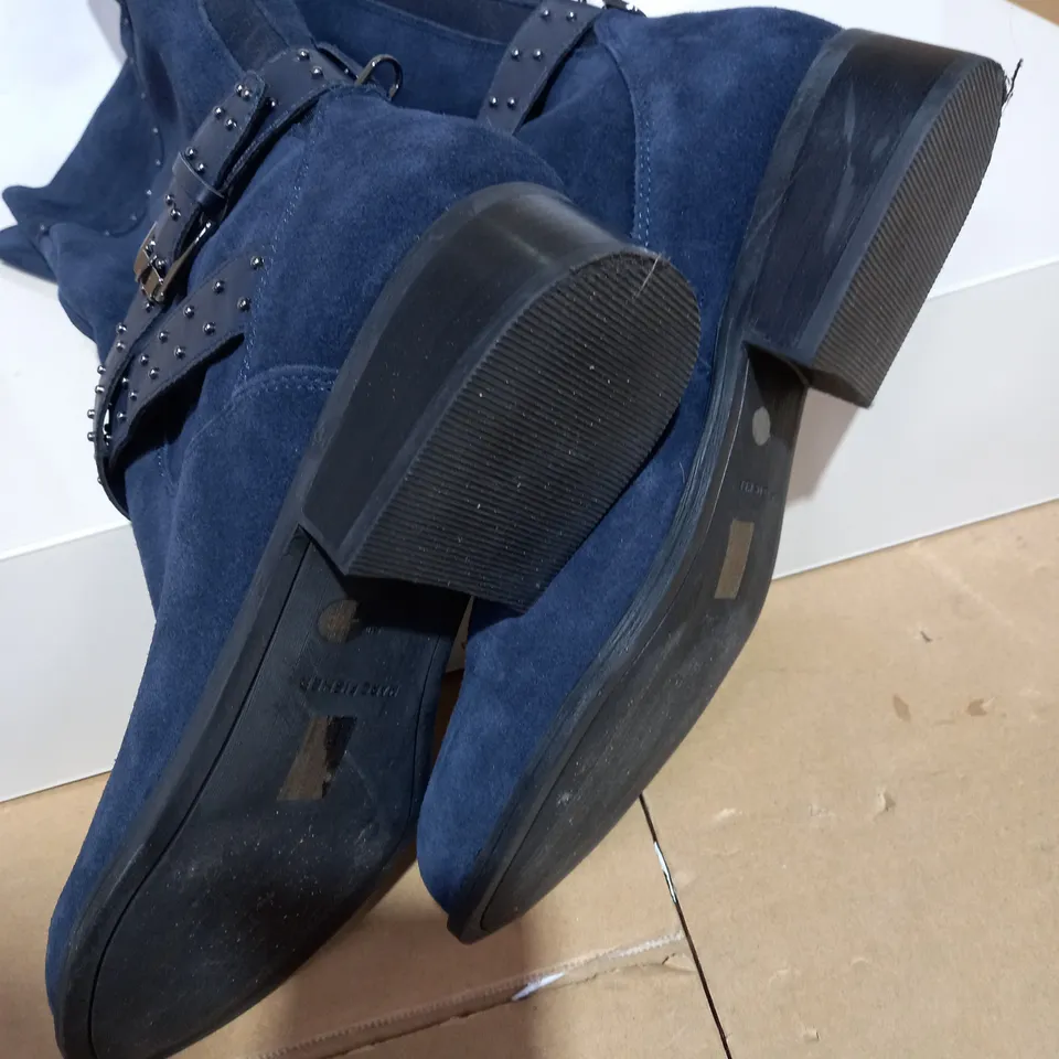 MARC FISHER NAVY SUEDE HIGH RISE BOOTS - SIZE 7