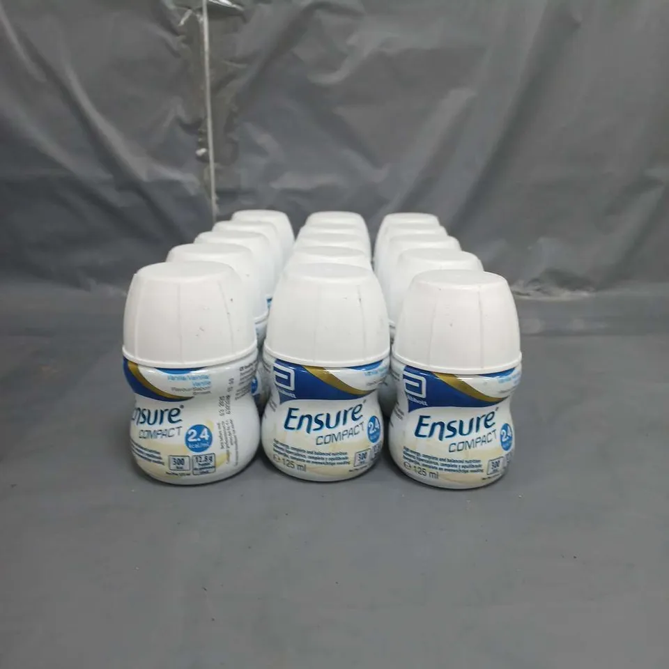 LOT OF APPROXIMATELY 15 ENSURE COMPACT FOOD SUPPLEMENT DRINKS VANILLA FLAVOUR 125ML PER BOTTLE