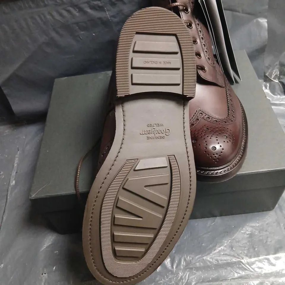 LOAKE BEDALE DK DARK BROWN HAND-PAINTED CALF LEATHER BOOTS – UK 10.5 (10 1/2 G)