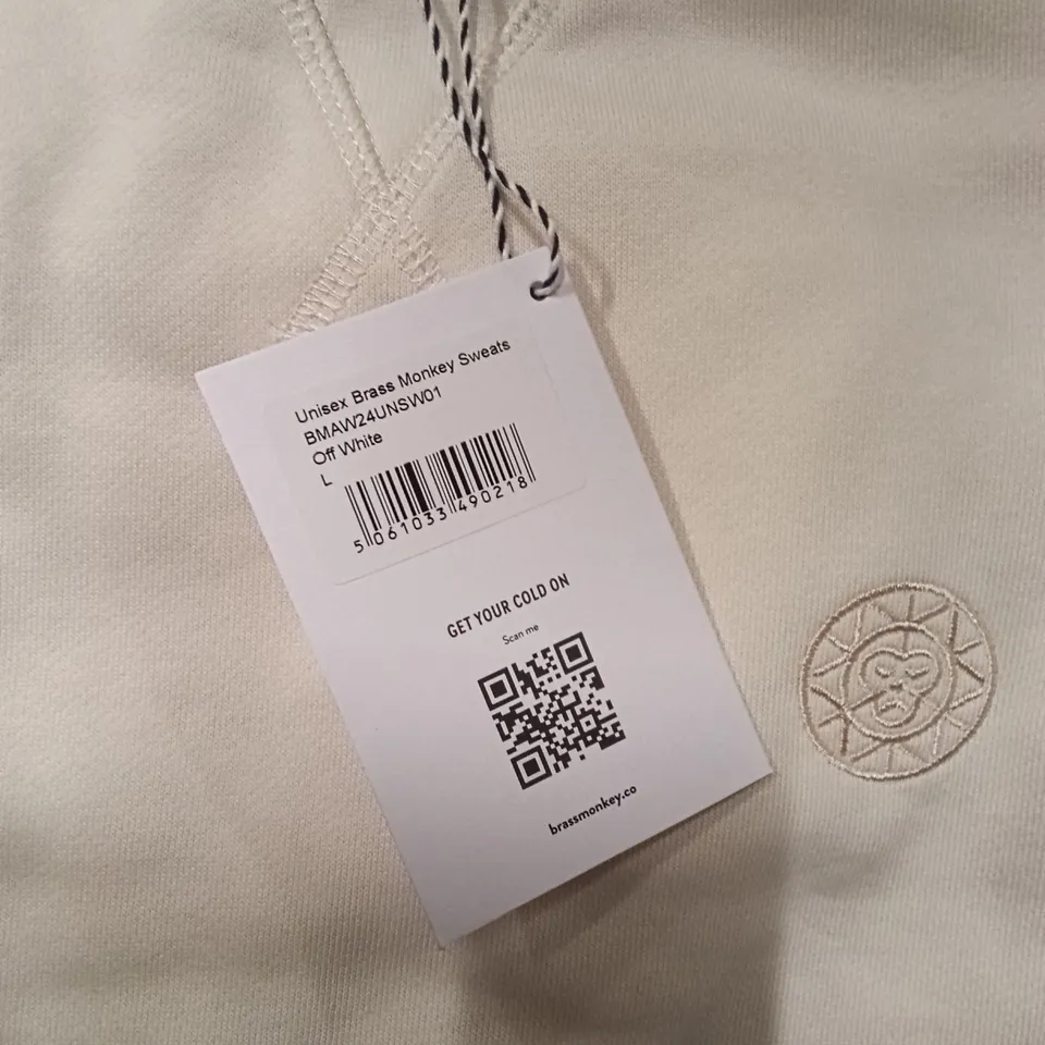 BRAND NEW BRASS MONKEY SWEATS - OFF WHITE SIZE L APPROXIMATELY 12