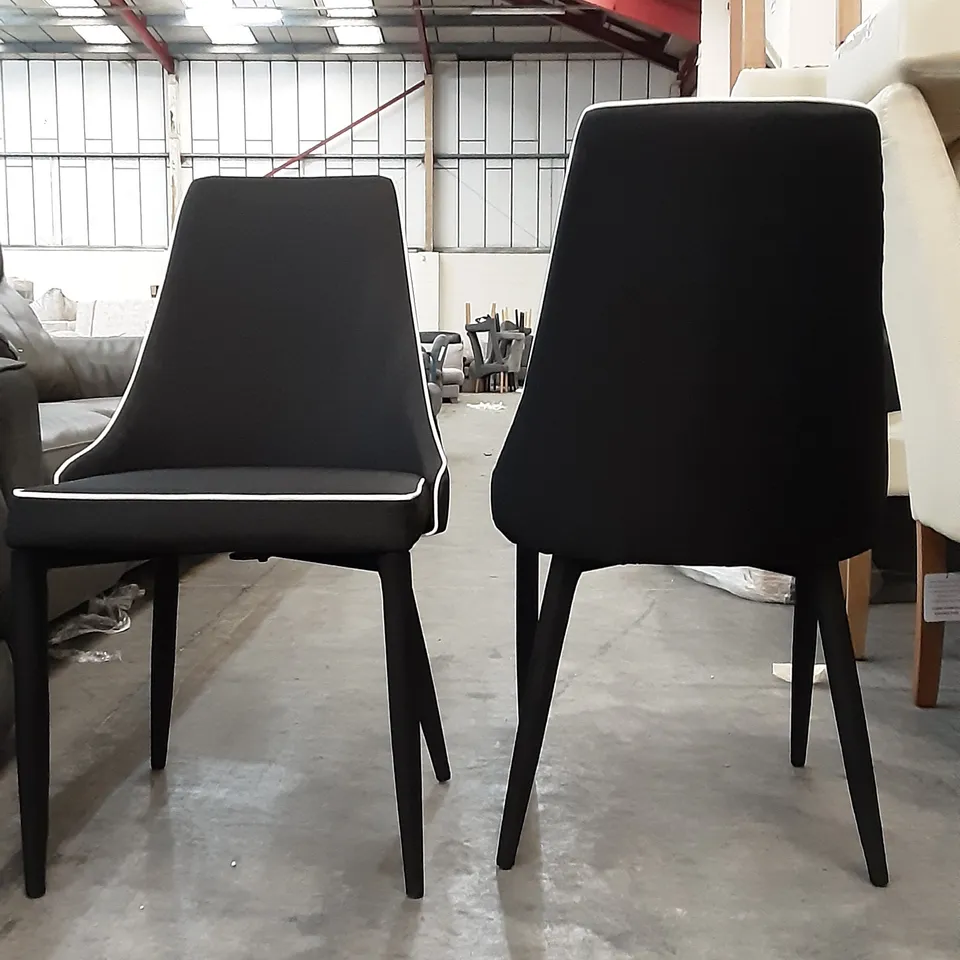 SET OF 4 UPHOLSTERED BLACK DINING CHAIRS 