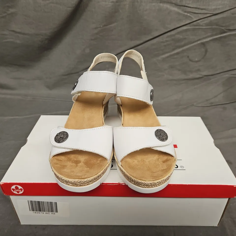 BOXED PAIR OF WOMENS RIEKER STRAP WEDGE SANDALS - UK SIZE 39