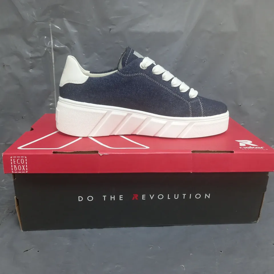 RIEKER CHUNKY PLATFORM TRAINERS DENIM BLUE SIZE 5