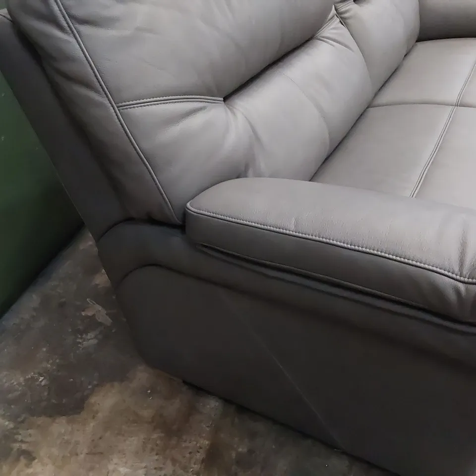 QUALITY BRITISH DESIGNER G PLAN SEATTLE THREE SEATER SOFA CAPRI GREY LEATHER 