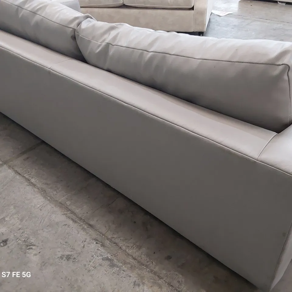 DESIGNER FOUR SEATER METAL ACTION SOFABED GREY LEATHER 