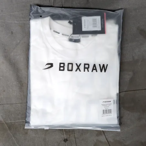 BAGGED BOXRAW WE DON'T PLAY BOXING OVERSIZED T-SHIRT IN WHITE/PINK SIZE UK XL