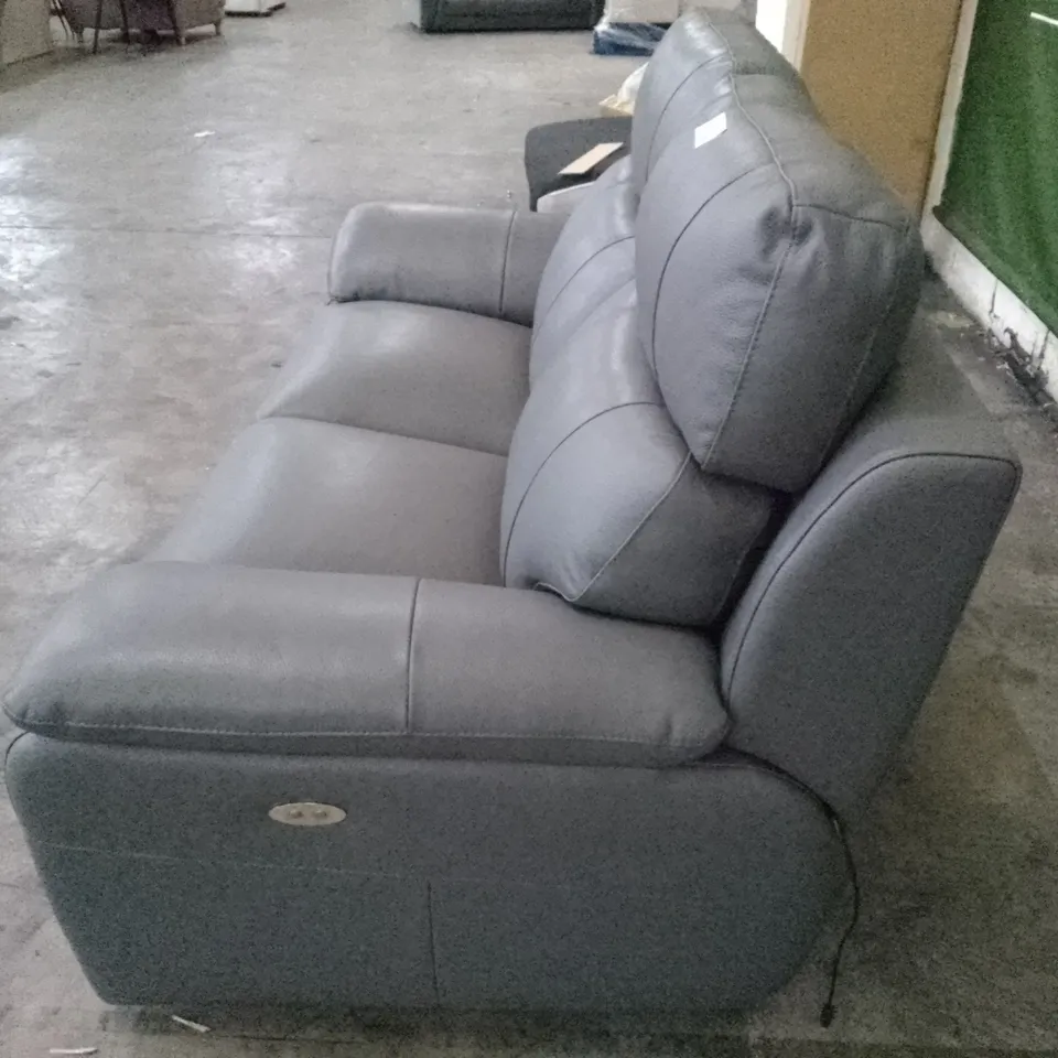 QUALITY ITALIAN DESIGNER PATRIZIO 2 SEATER ELETRIC RECLINER SOFA - GREY ANTHRACITE LEATHER