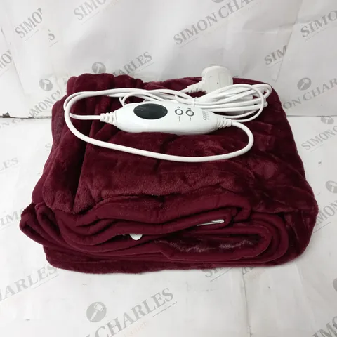 BOXED COZEE HOME HEATED THROW IN PLUM