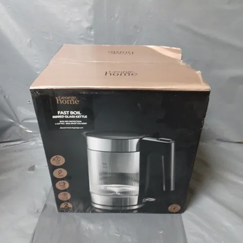 BOXED FAST BOIL RIBBED GLASS KETTLE