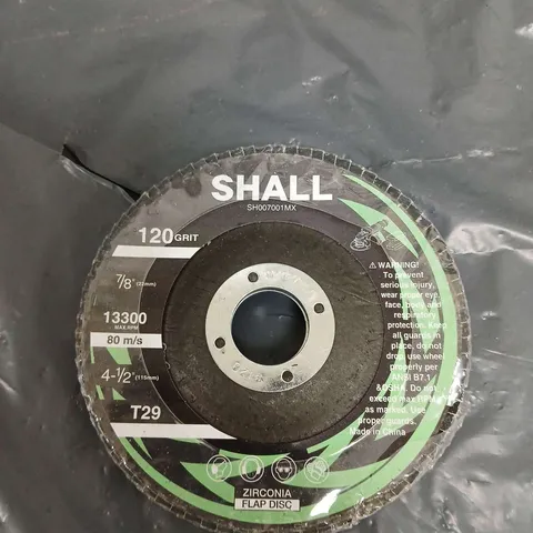 SEALED SHALL ZIRCONIA FLAP DISC 120 GRIT 7/8" 13300 MAX RPM