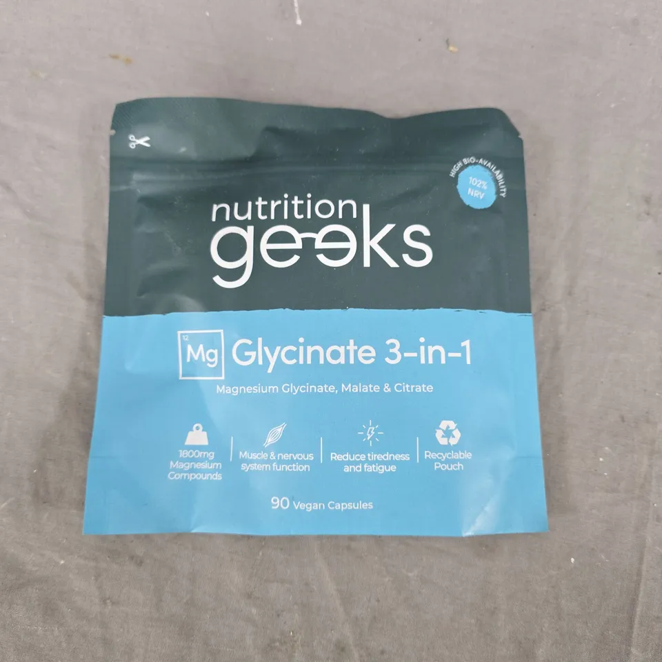 NUTRITION GEEKS GLYCINATE 3-IN-1 MAGNESIUM GLYCINATE, MALATE & CITRATE – 90 VEGAN CAPSULES