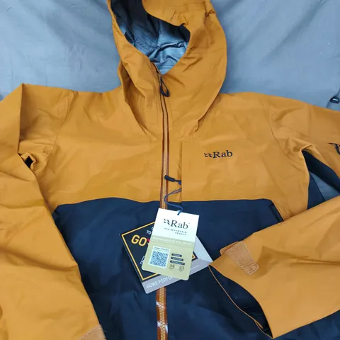 RAB KHROMA DIFFUSE GTX JACKET – MEN’S, GORE-TEX, MUSTARD/NAVY, UK M