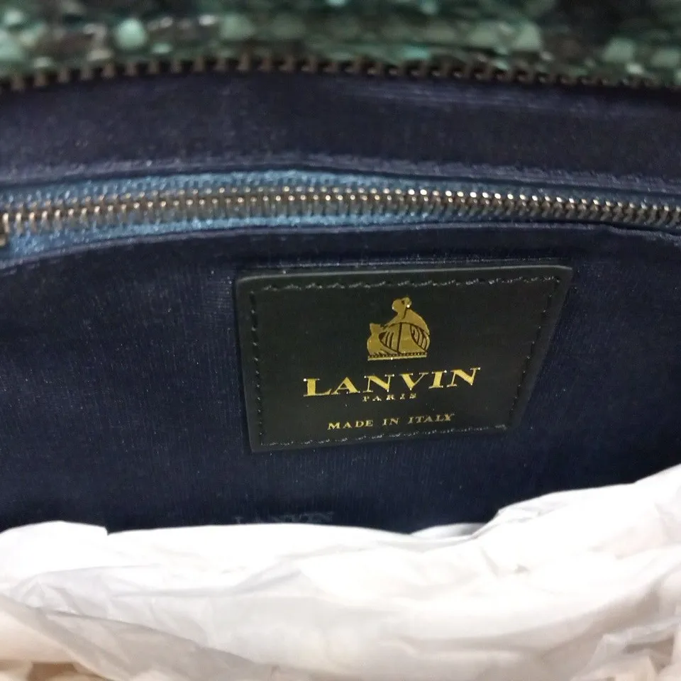 LANVIN PARIS AMALIA PYTHON GREEN SMALL CLUTCH BAG