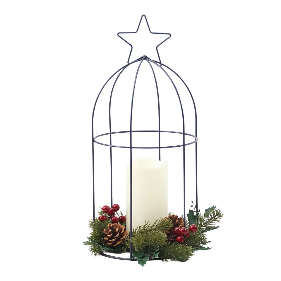 SARA BY SARA DAVIES FAUX CANDLE STAR DISPLAY WITH FOLIAGE