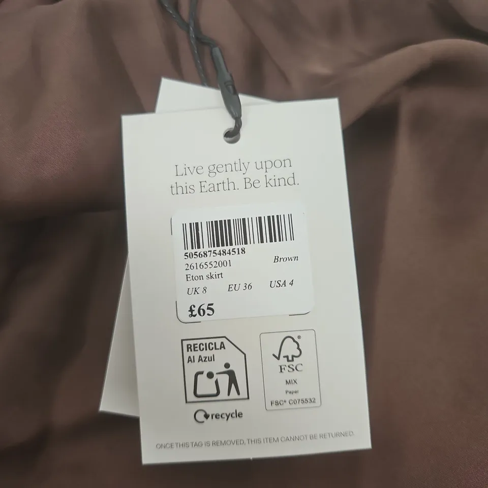 NOBODY'S CHILD ETON SKIRT – BROWN, UK 8 (EU 36, US 4)