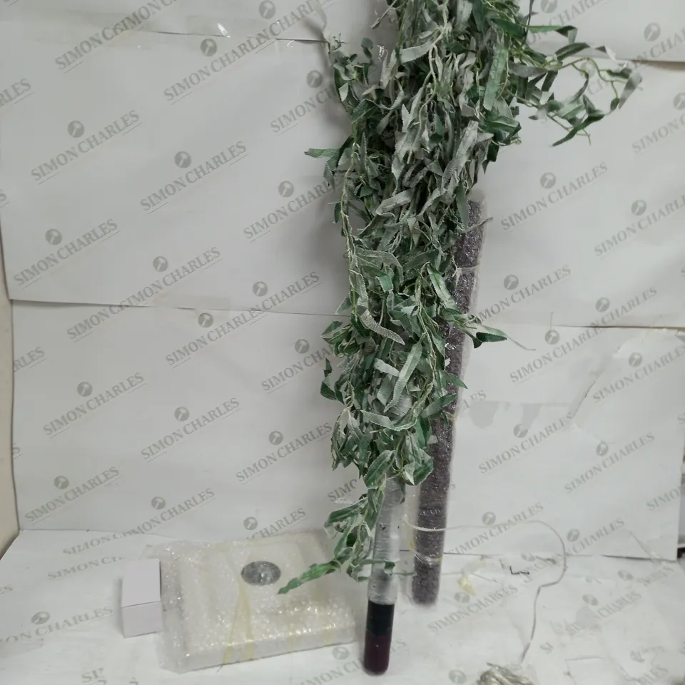 BOXED ALISON CORK 180CM PRE-LIT GREEN LEAF DETAIL INDOOR WILLOW TREE (COLLECTION ONLY)
